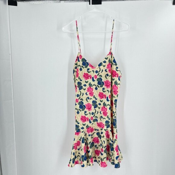 Victoria's Secret Other - Victoria's Secret Dress Cream Blue Pink Floral Mini Y2K Grunge V-Neck Strap Sz M